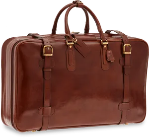 Elegant Brown Leather Briefcase PNG image