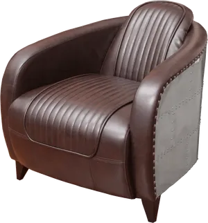 Elegant Brown Leather Club Chair PNG image