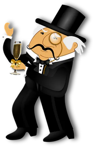 Elegant Cartoon Gentleman With Champagne