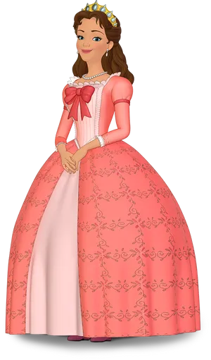 Elegant Cartoon Princessin Pink Gown PNG image