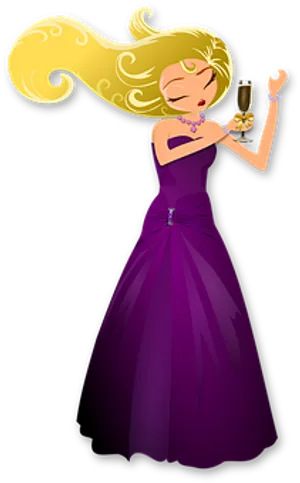 Elegant Cartoon Woman With Champagne