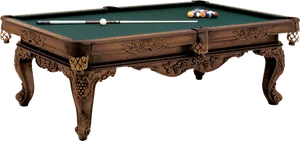 Elegant Carved Pool Table PNG image