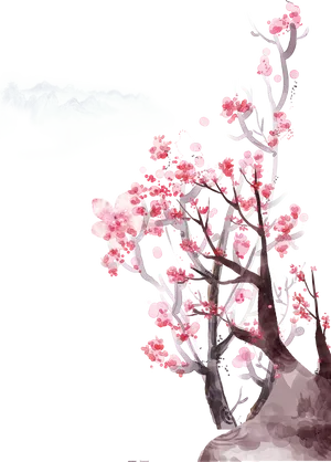 Elegant Cherry Blossoms Artwork PNG image