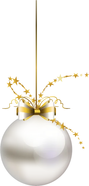 Elegant Christmas Ballwith Golden Bow PNG image
