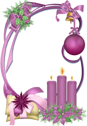 Elegant Christmas Framewith Candlesand Ornaments PNG image