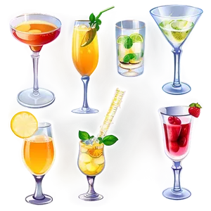 Elegant Cocktail Glasses Png 05242024 PNG image