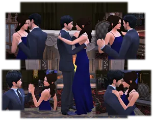 Elegant Couple Dancing Sims Composite PNG image