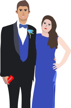 Elegant Couple Formal Attire PNG image