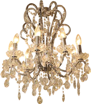 Elegant Crystal Chandelier Illuminated PNG image