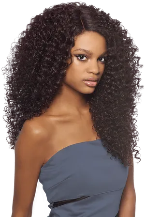 Elegant Curly Hairstyle Woman PNG image