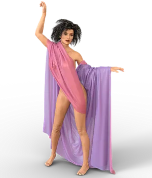 Elegant Dance Posein Purple Drapery PNG image