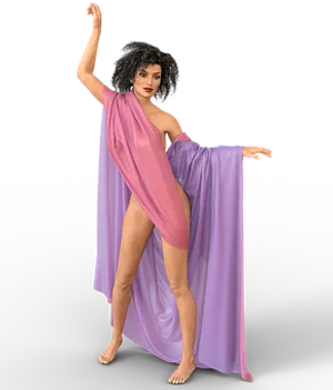 Elegant Dance Posein Purple Drapery
