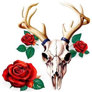 Elegant Deer Skull With Roses PNG Ffq36 PNG