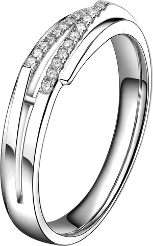 Elegant Diamond Accented Silver Ring PNG image