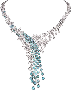 Elegant Diamond Aquamarine Necklace