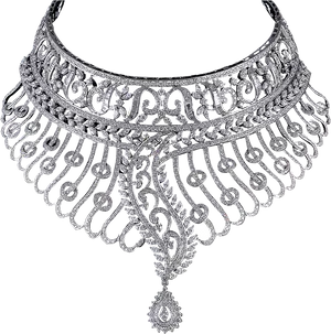 Elegant Diamond Choker Necklace PNG