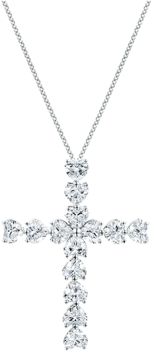 Elegant Diamond Cross Pendant Necklace PNG