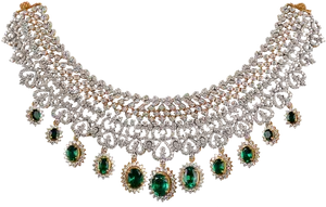 Elegant Diamond Emerald Necklace PNG image