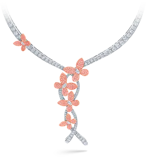 Elegant Diamond Floral Necklace PNG