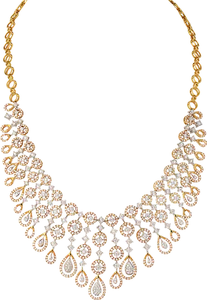 Elegant Diamond Gold Necklace Design PNG image