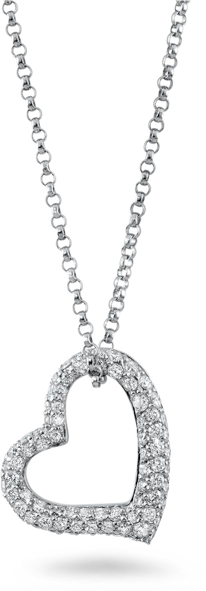 Elegant Diamond Heart Pendant Necklace PNG