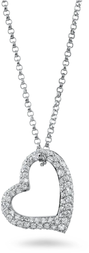 Elegant Diamond Heart Pendant Necklace PNG