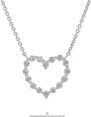 Elegant Diamond Heart Pendant Necklace PNG image