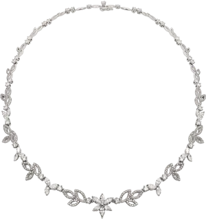 Elegant Diamond Necklace Design PNG