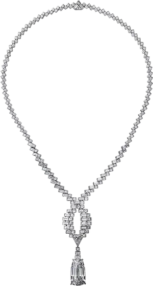 Elegant Diamond Necklacewith Pendant PNG