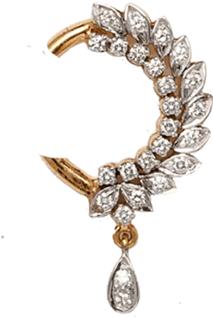 Elegant Diamond Nose Ring With Drop PNG image