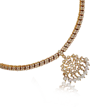 Elegant Diamond Pearl Necklace Design PNG image