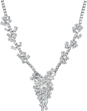 Elegant Diamond Pearl Necklace