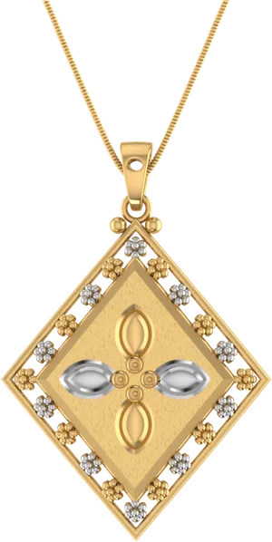 Elegant Diamond Shaped Pendant PNG image