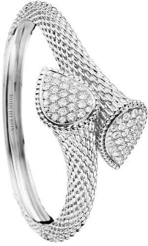 Elegant Diamond Studded Silver Bracelet PNG image