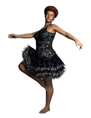 Elegant Digital Dancer Feathered Dress PNG image