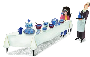 Elegant Dining Experience Illustration PNG
