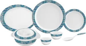 Elegant Dinnerware Set Patterned PNG image