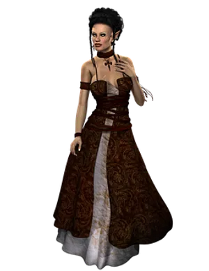 Elegant Elfin Brown Dress PNG image