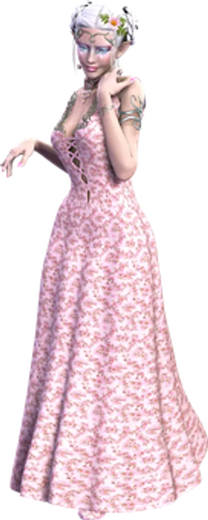Elegant Elfin Floral Gown PNG image