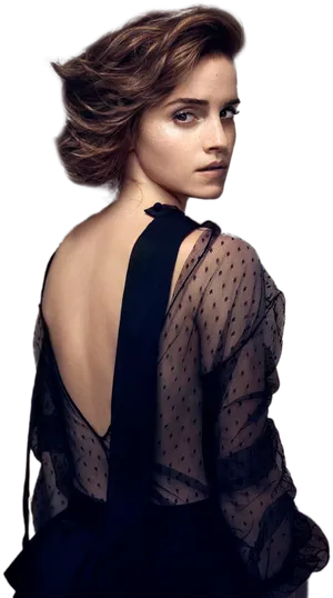 Elegant Emma Over Shoulder Glance PNG image