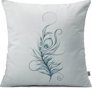 Elegant Feather Art Cushion Design PNG image