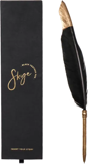 Elegant Feather Penand Book Set PNG image