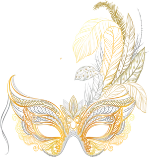 Elegant Feathered Masquerade Mask Vector PNG image