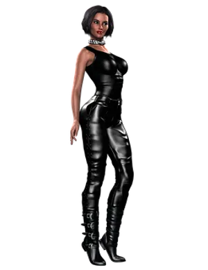 Elegant Female3 D Modelin Black Outfit