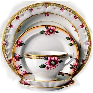 Elegant Fine China Dishes Png Aby PNG image