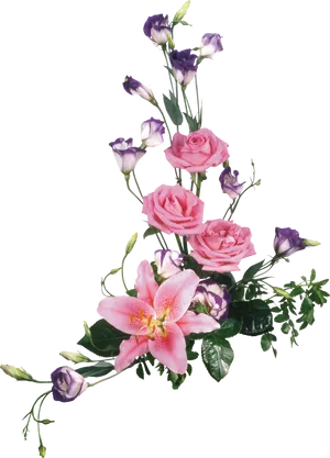 Elegant Floral Arrangementon Black Background PNG image