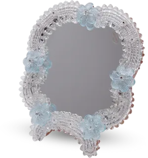 Elegant Floral Decorated Mirror PNG