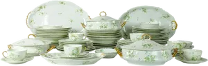 Elegant Floral Dinnerware Set PNG image