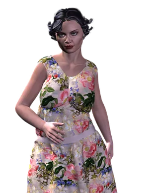 Elegant Floral Dress3 D Model