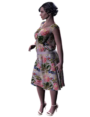 Elegant Floral Dress3 D Model
